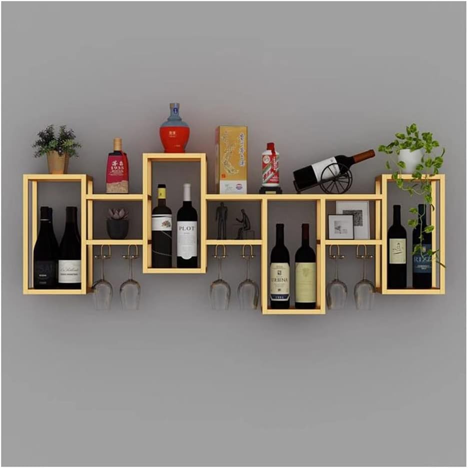 Elegant Gold Floating Wall Wine Rack