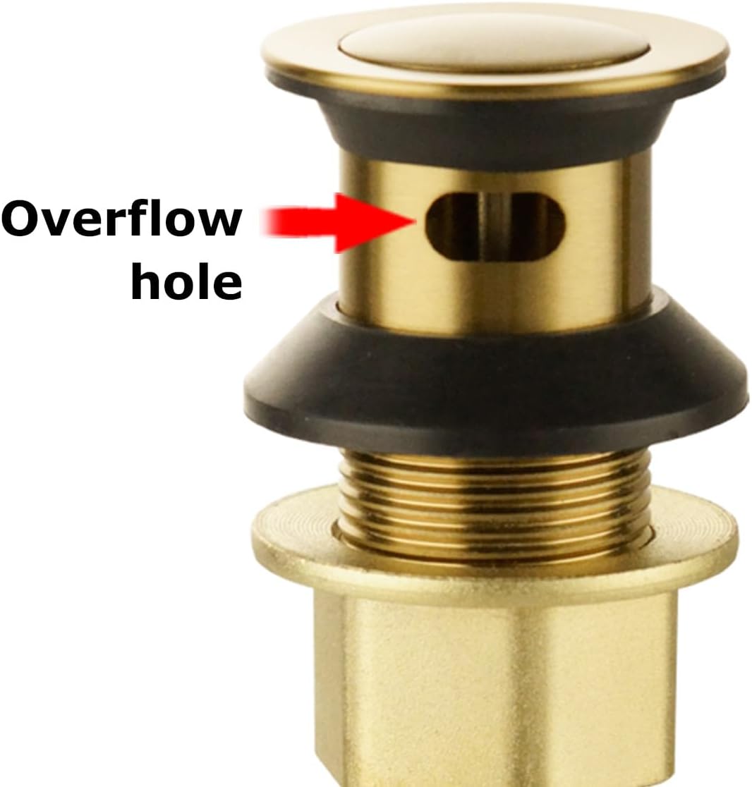 PARLOS Pop Up Sink Drain Stopper with Overflow Brushed Gold