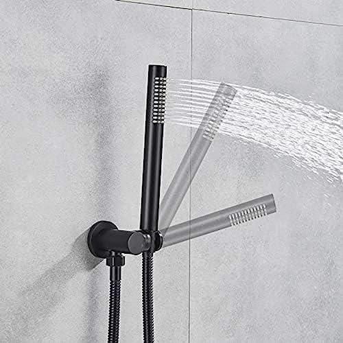 Brass Black Shower Set with Rain and Handheld Spray