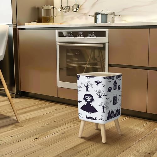 Small Trash Can with Lid 26 Gallon Gothic Design Waste Bin