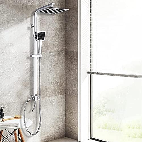 Chrome Bath Shower Faucet with Handheld and Rainfall 2-Way Switch