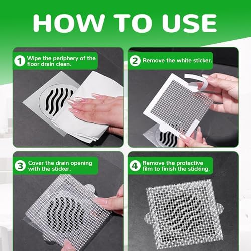 40 Pack Disposable Square Hair Catcher for Drains