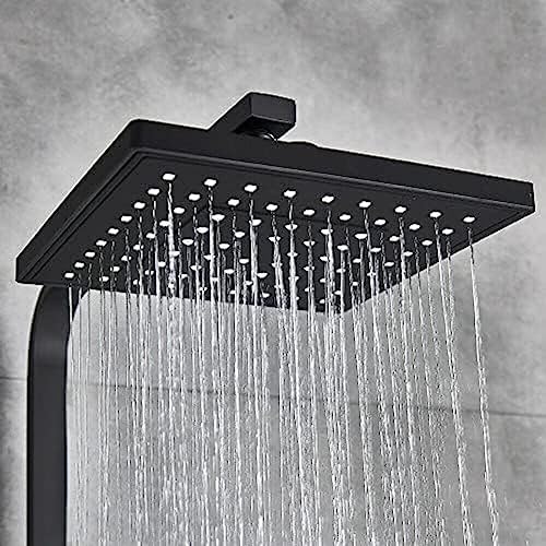 TECKI Rainfall Shower Faucet System with Handheld and Wall-Mounted Mixers Matte Black