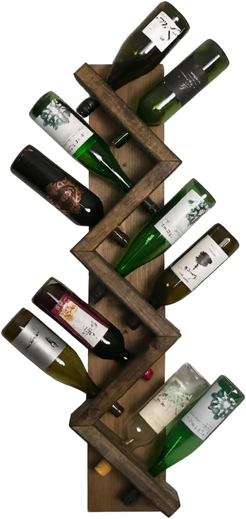 Zig Zag Wine Rack Wall Mounted - Dark Walnut