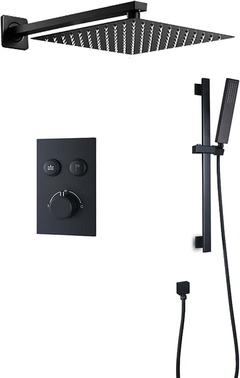 Brass Thermostatic Shower Faucet Set with Rain and Handheld Showers