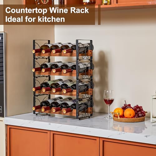 X-cosrack 4 Tier Stackable Wine Rack with Patent Design