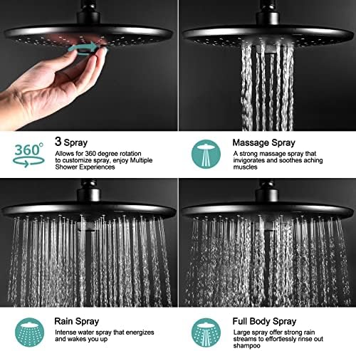SR SUN RISE 10 Inches Matte Black Wall Mounted Shower System 1