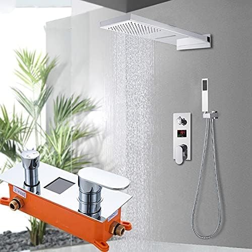 TECKI 3-Way Digital Showers Set with Handheld and Waterfall Rain Head