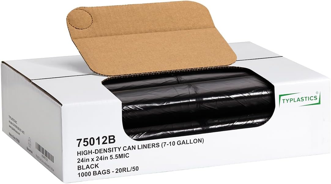 TYPLASTICS 24x24 Black Can Liner 1000 Count Roll