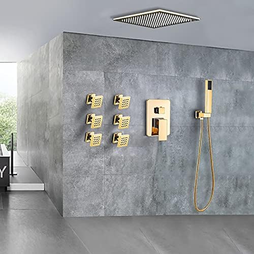 Gold Shower Faucet Set with 6 Body Spray Jets