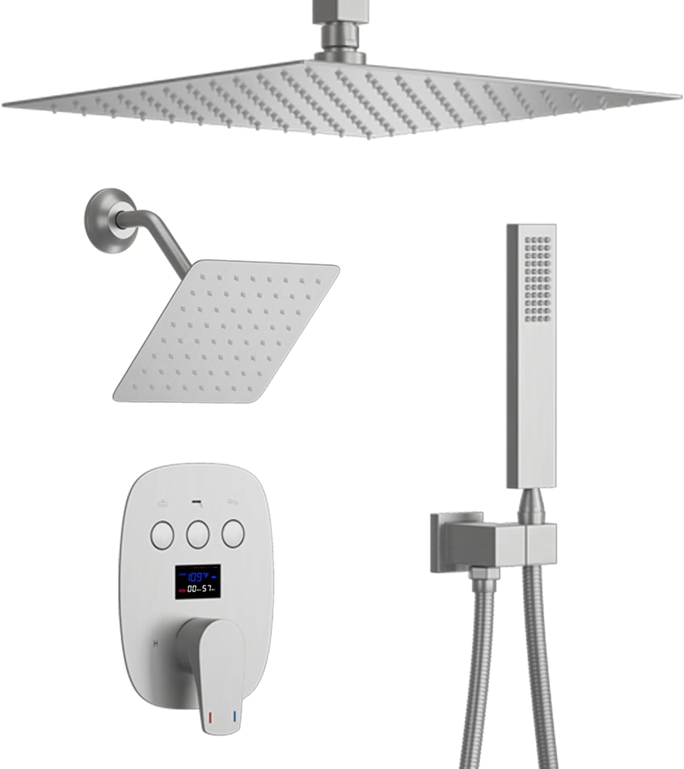 KATAIS Brushed Nickel Shower System with Digital Display 1