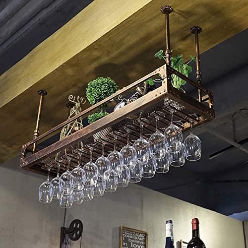 Adjustable Ceiling Wine Rack Holder Black Metal Wall-Mounted