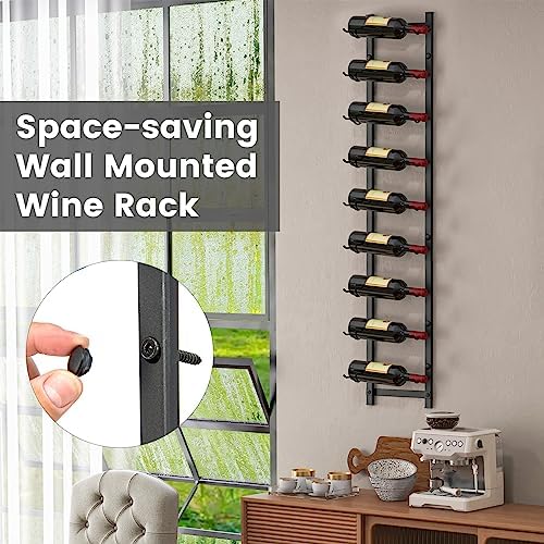 GOFLAME Wall-Mounted Wine Rack for 9 Bottles