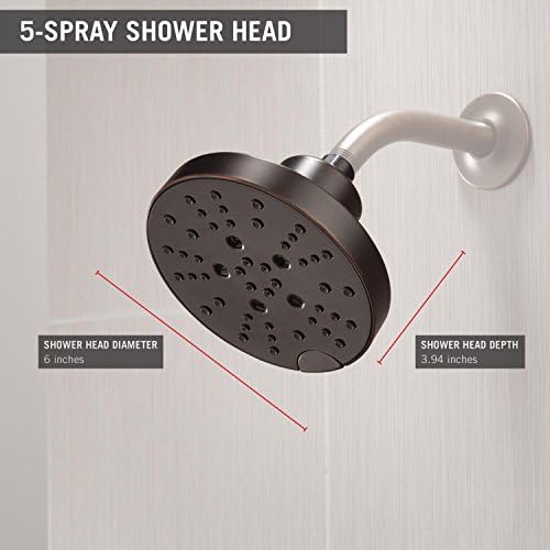 Delta 5-Spray Shower Head with H2Okinetic Technology Oil Rubbed Bronze