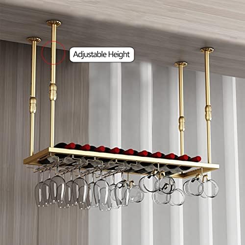 Ceiling Hanging Wine Rack with Gold Finish