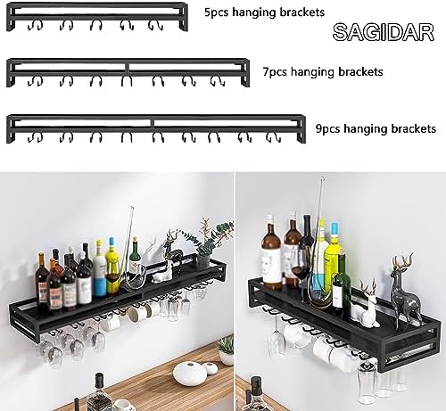 Wall Mount Floating Wine Rack - 6080100cm BlackWhiteGold