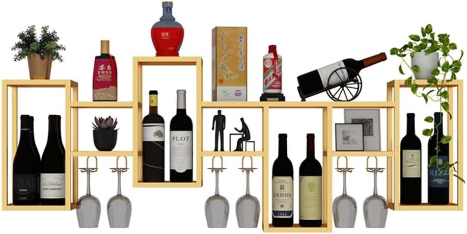Elegant Gold Floating Wall Wine Rack