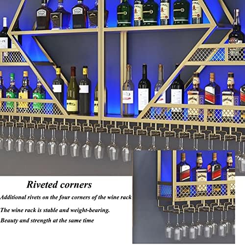 LED Wall Mounted Wine Rack with Light - Gold