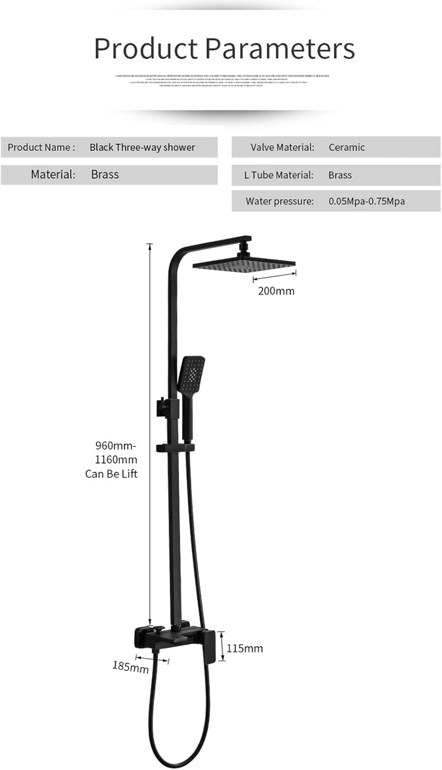 Adjustable Rainfall Shower System Set with Handheld and Tub Spout
