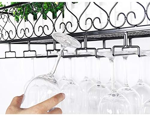 CGF- Wall Mounted Wine Rack with Iron Shelves and Glass Holders