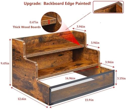 3 Step Wooden Liquor Display Shelf with Fences