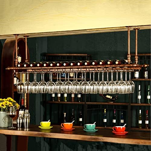 Ceiling Hanging Bar Wine Rack with Glass Holder