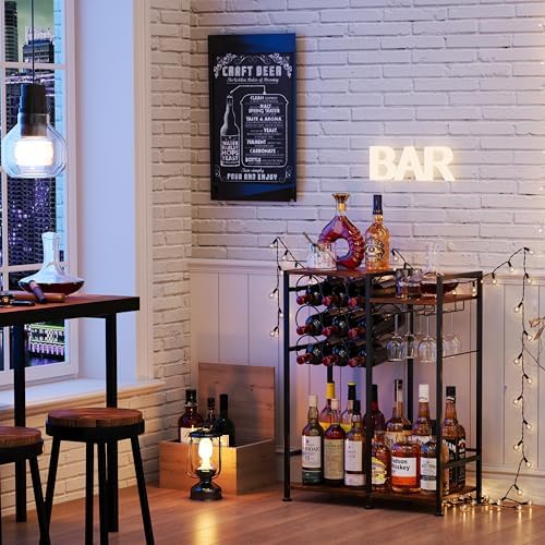 Bosimeca Freestanding Wine Rack with 9-Bottle Capacity
