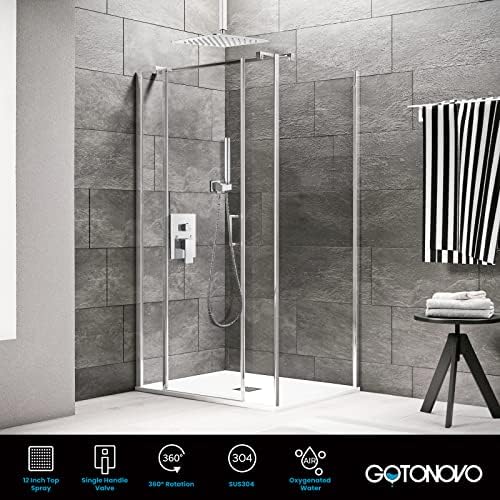 Gotonovo Chrome Polished Ceiling Mount Shower Faucet Set