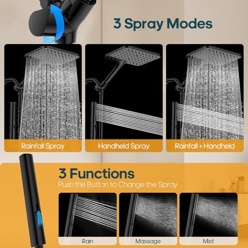 Hombeter Dual Shower Head Combo Matte Black