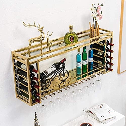 Stainless Steel Wall-Mounted Wine Rack 2-Layer Gold Brushed