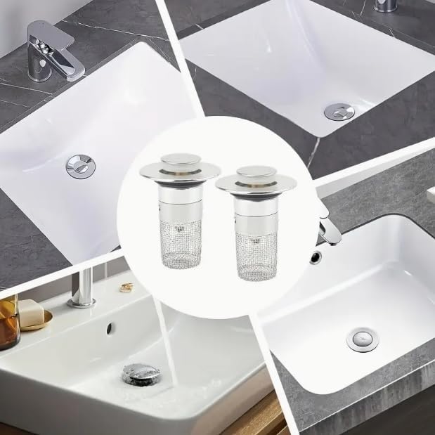 2 Pack Pop-up Drain Strainer with Hair Catcher Basket