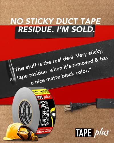 4 Pack Gaffer Tape - 2in x 40 Yards Black Non-Reflective Tape