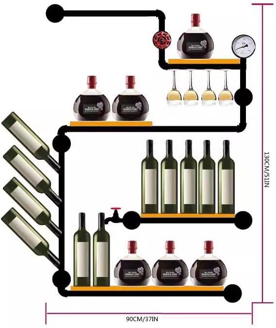 Industrial Style Wall-Mounted Wine Racks with Iron Pipe Design