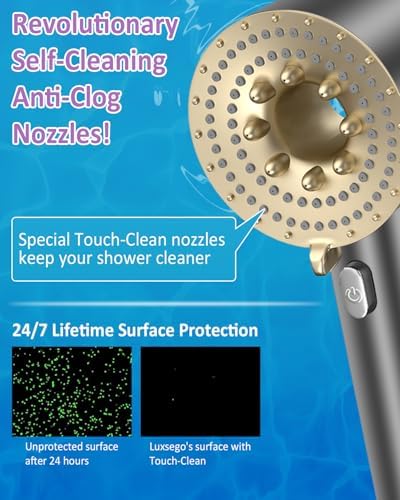Luxsego High Pressure Shower Head with 3 Spray Modes
