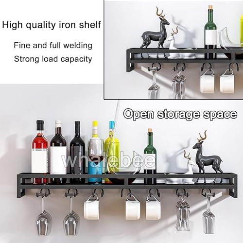 Whalebee Wall Mounted Wine Glass Rack 5 Rows Black