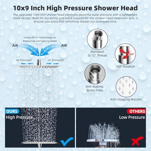 Hibbent All Metal Rainfall Handheld Shower Combo 1