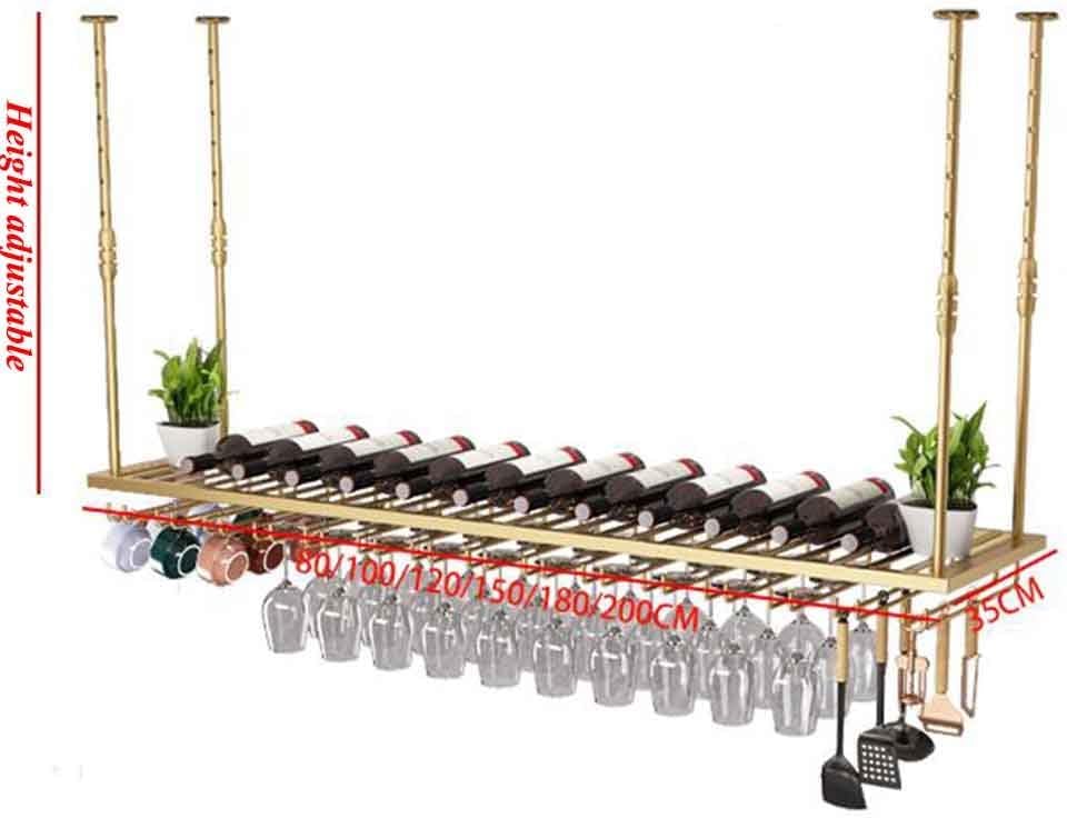 Brass Hanging Wine Rack with Adjustable Booms