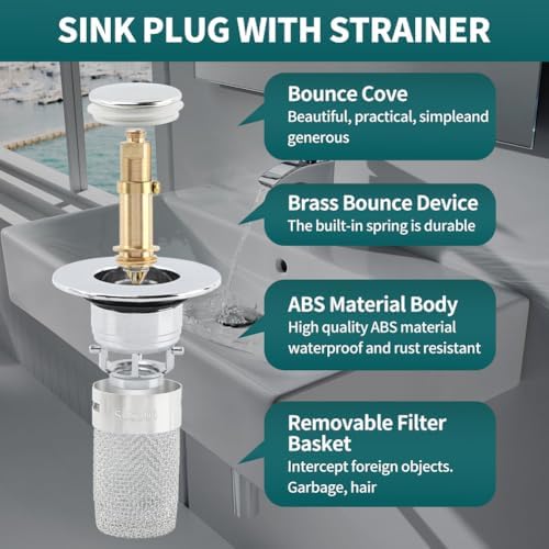 EMVANV 2pcs Sink Drain Strainer with Hair Catcher