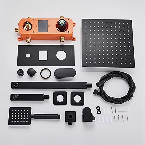 Wall Mounted Matte Black Shower Combo Set with Digital Display 1