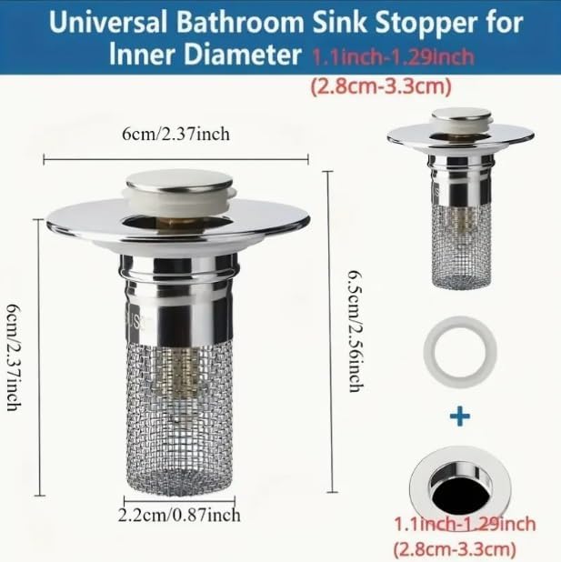 2 Pack Pop-up Drain Strainer with Hair Catcher Basket