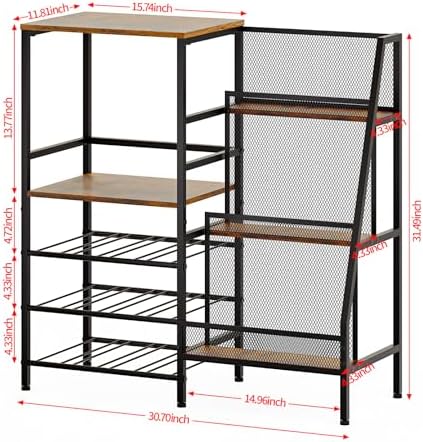Hayexiha Freestanding 3-Tier Liquor Wine Cabinet with Fences