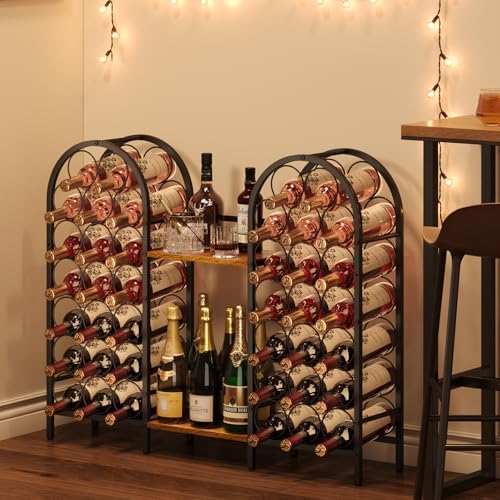 X-cosrack 40 Bottle Wine Rack with 2 Wooden Desktops