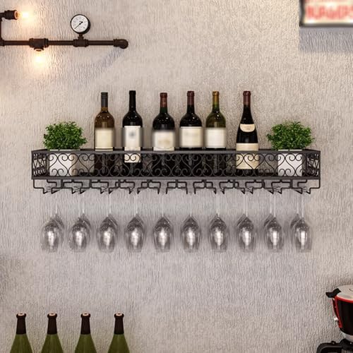 Wall Mounted Wine Rack with Stemware Hanger