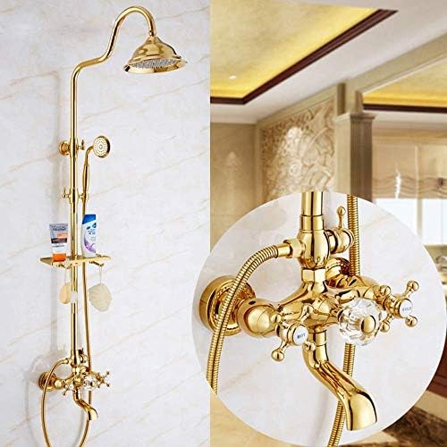 LASEVE UpScale 7 Way Crystal Ball Copper Shower Faucet Set