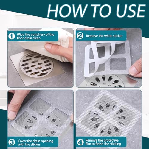 Quxddy 100pcs 4 Inch Square Drain Cover for Hair and Debris