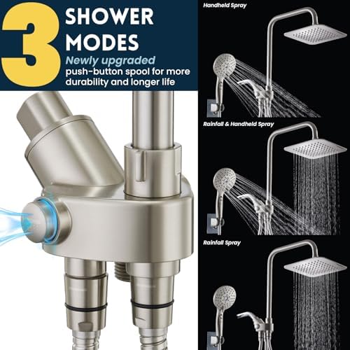Ryamen Dual Shower Head Combo with 6 Settings Adjustable Slide Bar