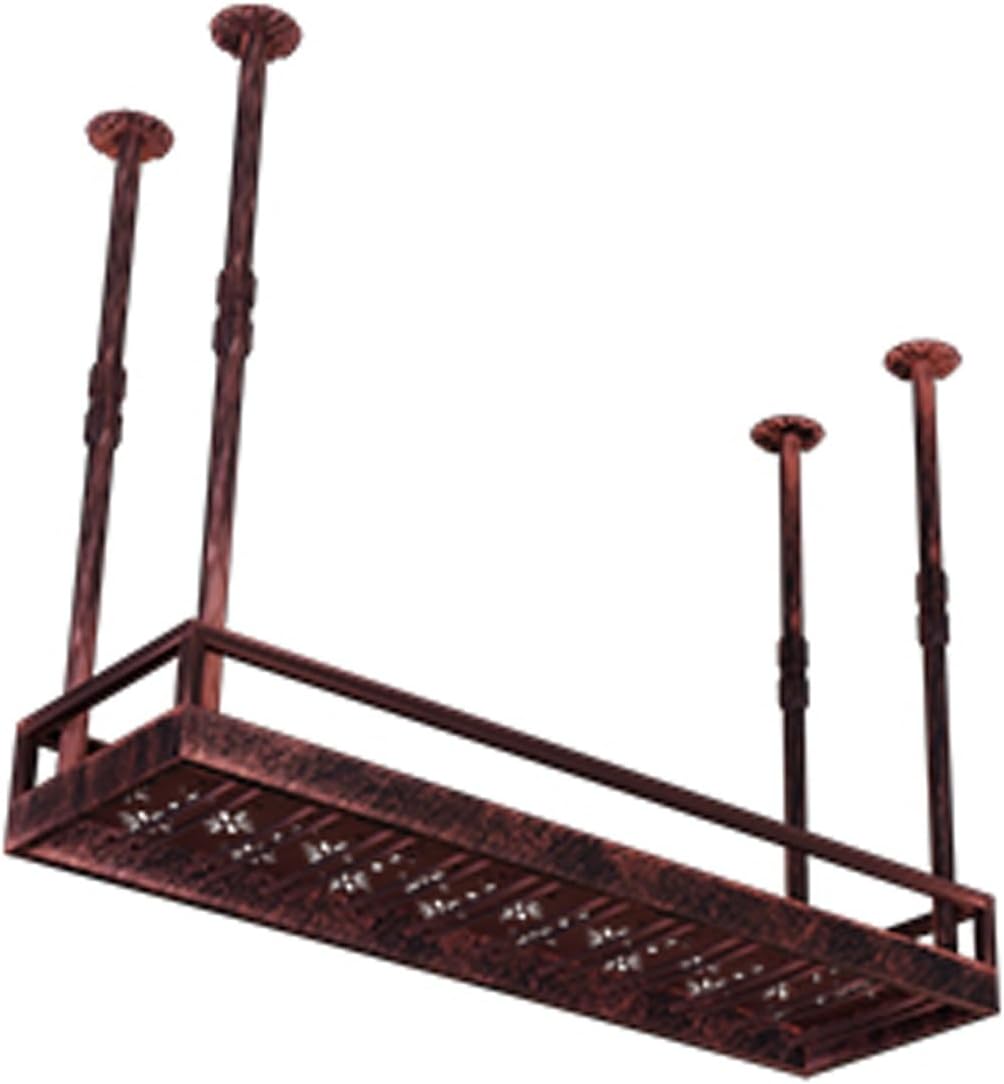 ERICAT Ceiling Wine Rack with Adjustable Poles and Glass Holder