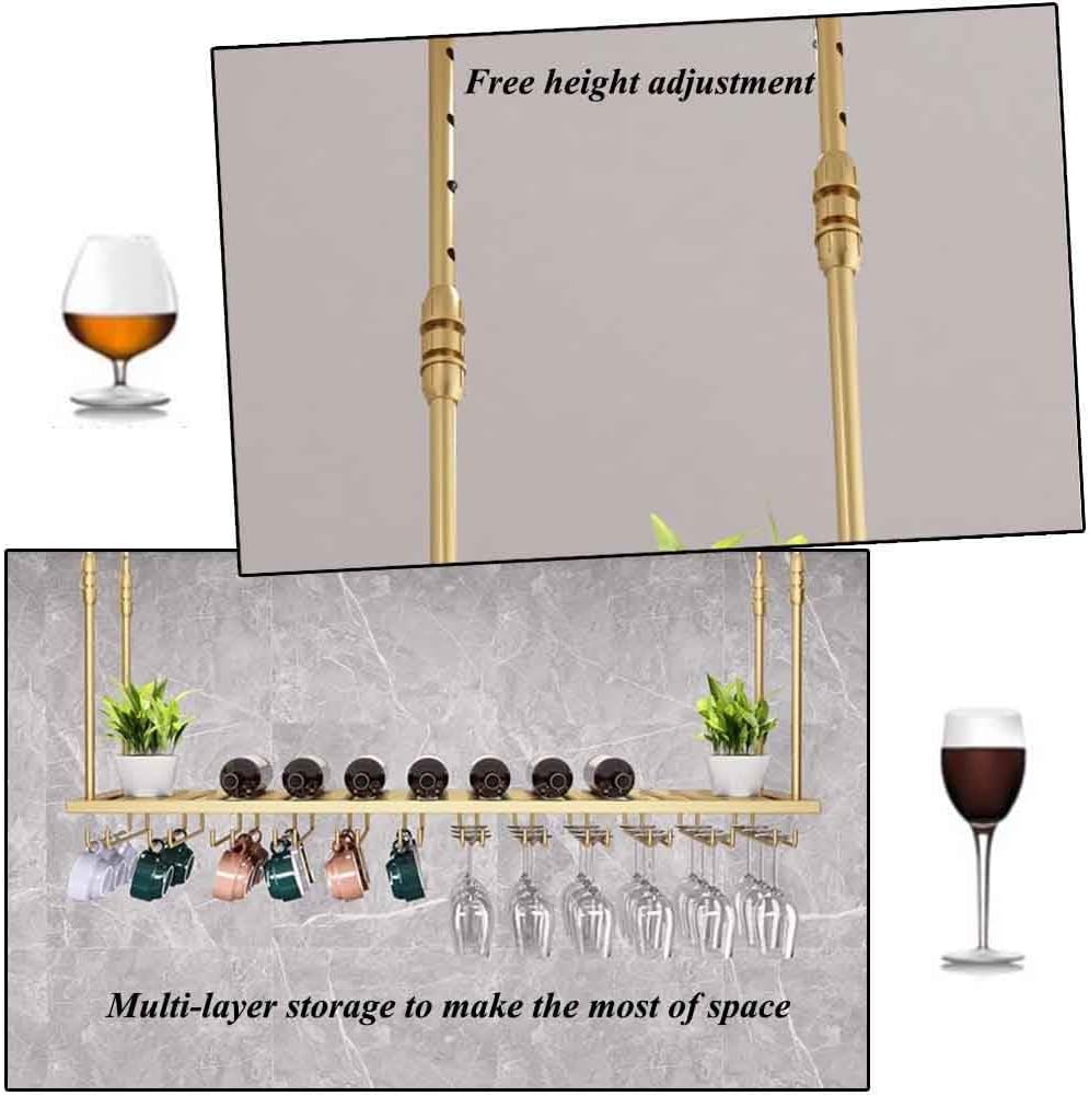Brass Hanging Wine Rack with Adjustable Booms