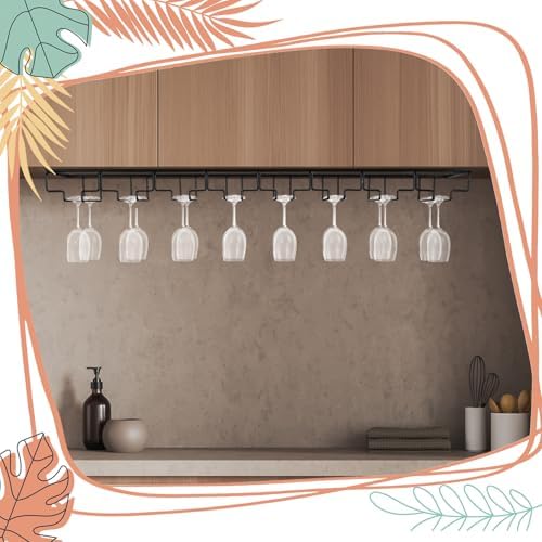 8 Row Wine Glass Rack 315 Inch Cabinet Holder Black