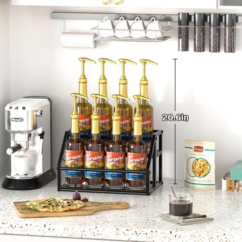 Homedawn Coffee Syrup 2-Tier Rack Organizer Black